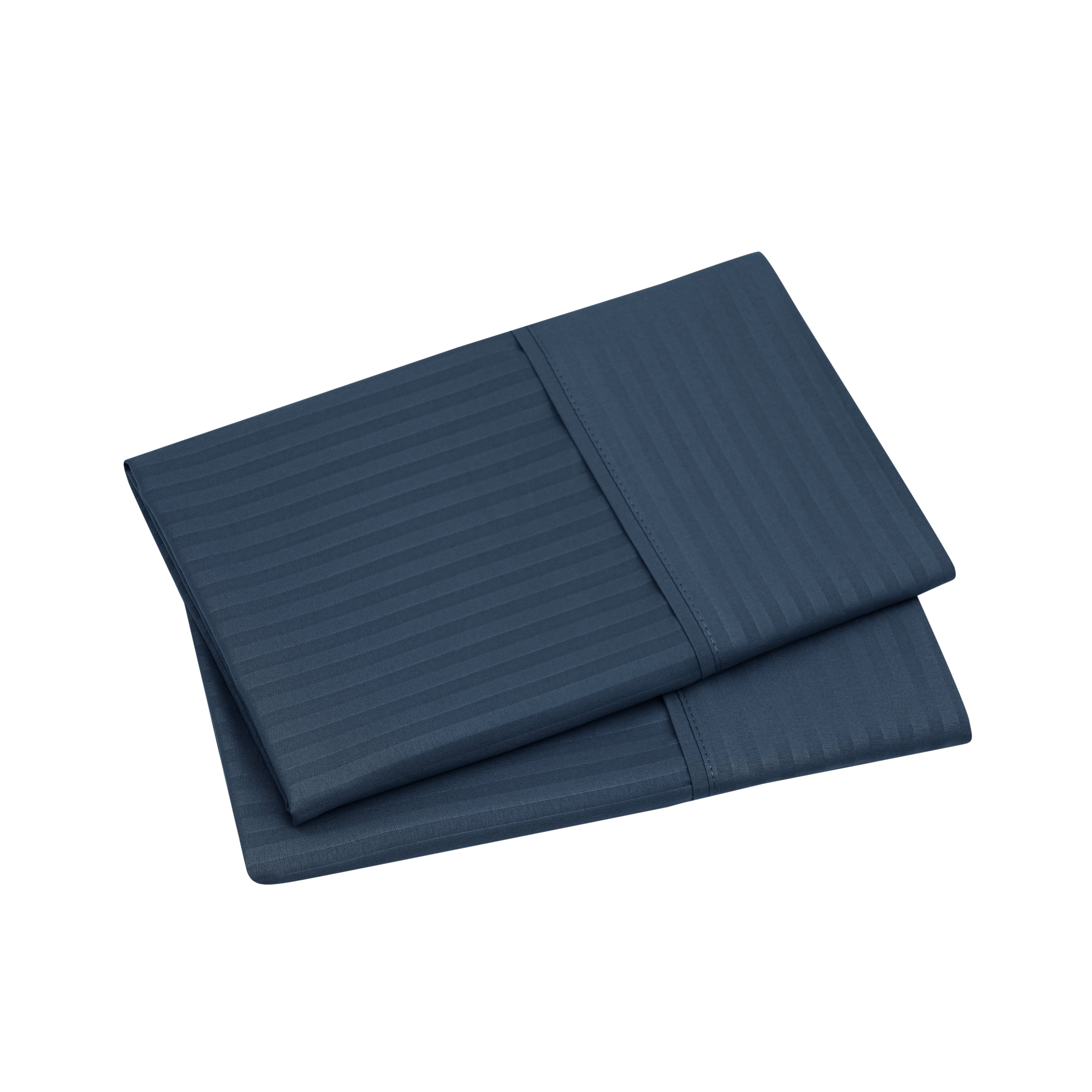 Mainstays Super Soft Brushed Microfiber Pillowcase Set, Navy Blue Embossed Stripe, King, 2 Piece