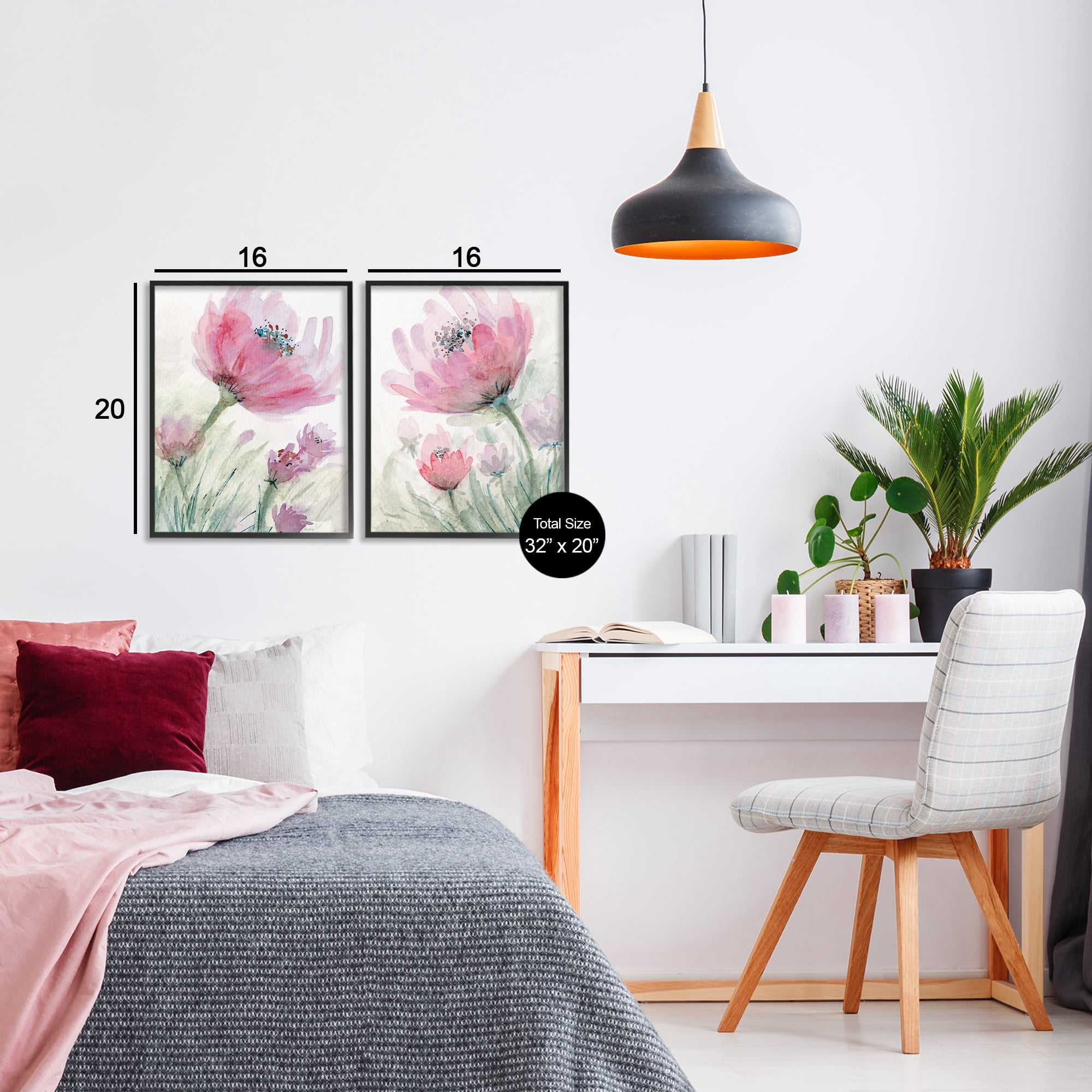 Stupell Industries Speckled Flower Stamens 2 Piece Black Framed Giclee Art Set, design by Patti Bishop
