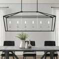 thumbnail image 3 of Vanity Art 6 Lights Kitchen Island Linear Pendant Chandelier Modern Hanging Lighting Farmhouse Light Fixtures for Over Dining Table Kitchen Living Room 12036BK-CH, 3 of 9