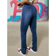 thumbnail image 3 of Women's Mid Rise Straight Leg Jeans Unique Forward Frayed Double Seams Leg Slimming Edgy Style, 3 of 5