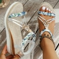 thumbnail image 4 of Dakaela Women Espadrille Wedge Sandals Open Toe Bohemian Platform Slip on Shoes with Ankle Strap Silver 9.5, 4 of 6
