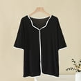 thumbnail image 2 of HAiming Plus Size Pajama Tops for Women Short Sleeve V Neck Comfy Soft Sleep Shirts Casual Thin Ice Silk Home Wear, 2 of 3