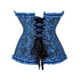 thumbnail image 3 of Seyurigaoka Women Juniors Tie up Overbust Corset, Boned Ruffle Jacquard Bustier with Bow, 3 of 6