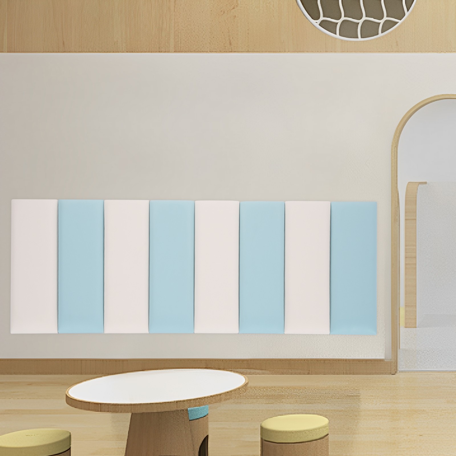Dwellnix Soft Wall Padding for Kids, 8-Piece Set, Anti-Collision Protection, Easy Install Adhesive Safety Cushions for Baby Rooms and Play Areas