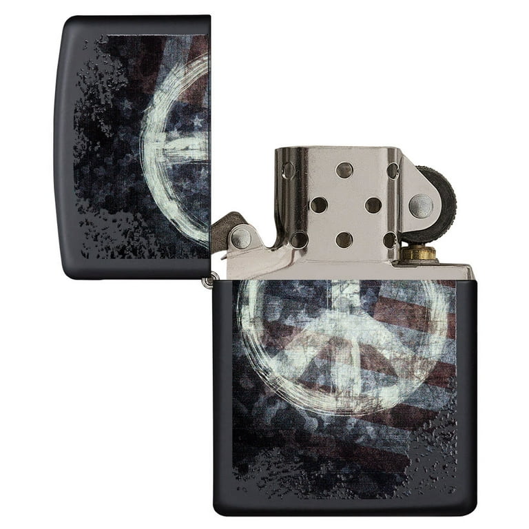 Zippo 28864 Black Matte Peace on Flag Lighter - Walmart.com