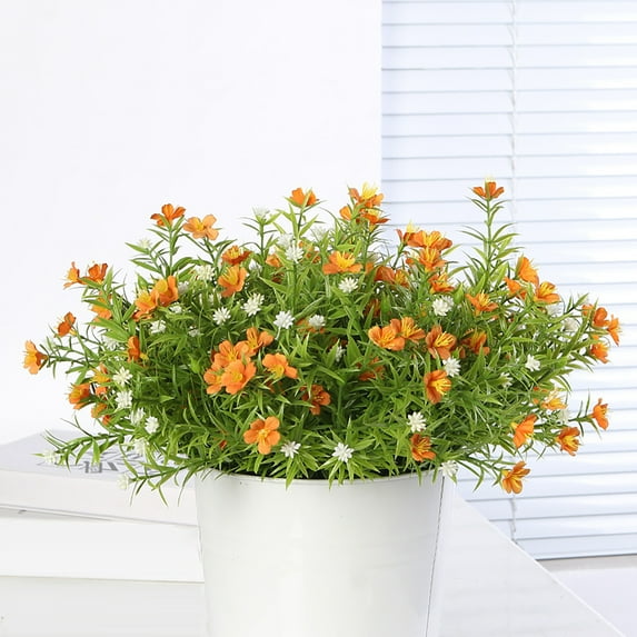 Visland 4PCS Artificial Fake Flowers Faux Plastic Fabric Greenery Shrubs Plants Fake Flowers Hanging Planter Kitchen Home Wedding Office Garden Décor