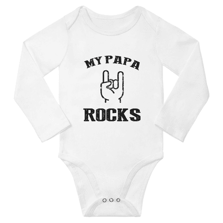 

My Papa Rocks Funny Baby Long Sleeve Jumpsuits Boy Girl Unisex (White 12-18M)