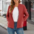 thumbnail image 2 of Duoif Veste pour Femmes, Manteau Décontracté à Fermeture Éclair avec Poches, Rouge Brique TG, 2 of 9
