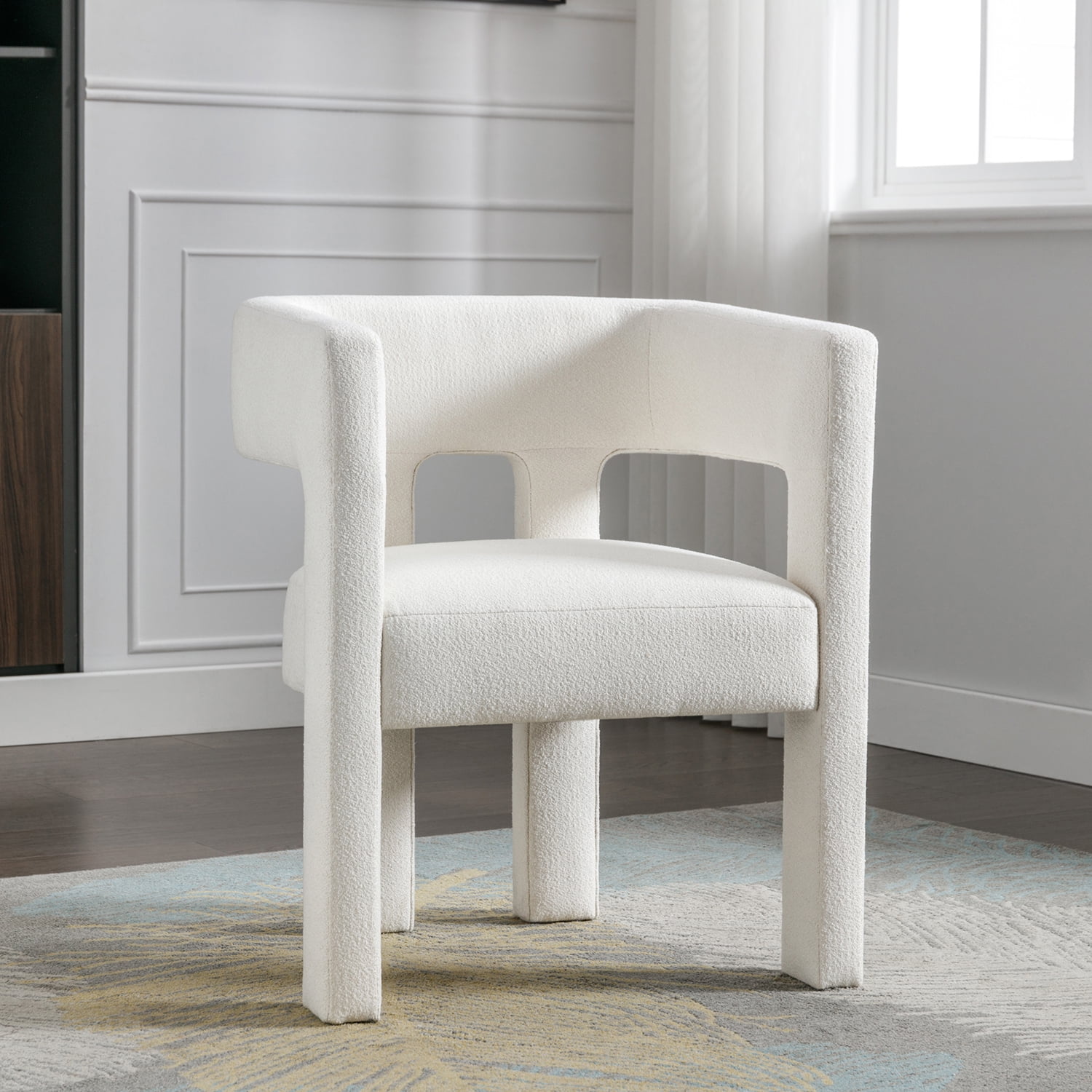 Kadyn Upholstered Accent Chair, Fabric Single Sofa Chairs for Living Room, Linen Armchair for Dining Room, Beige