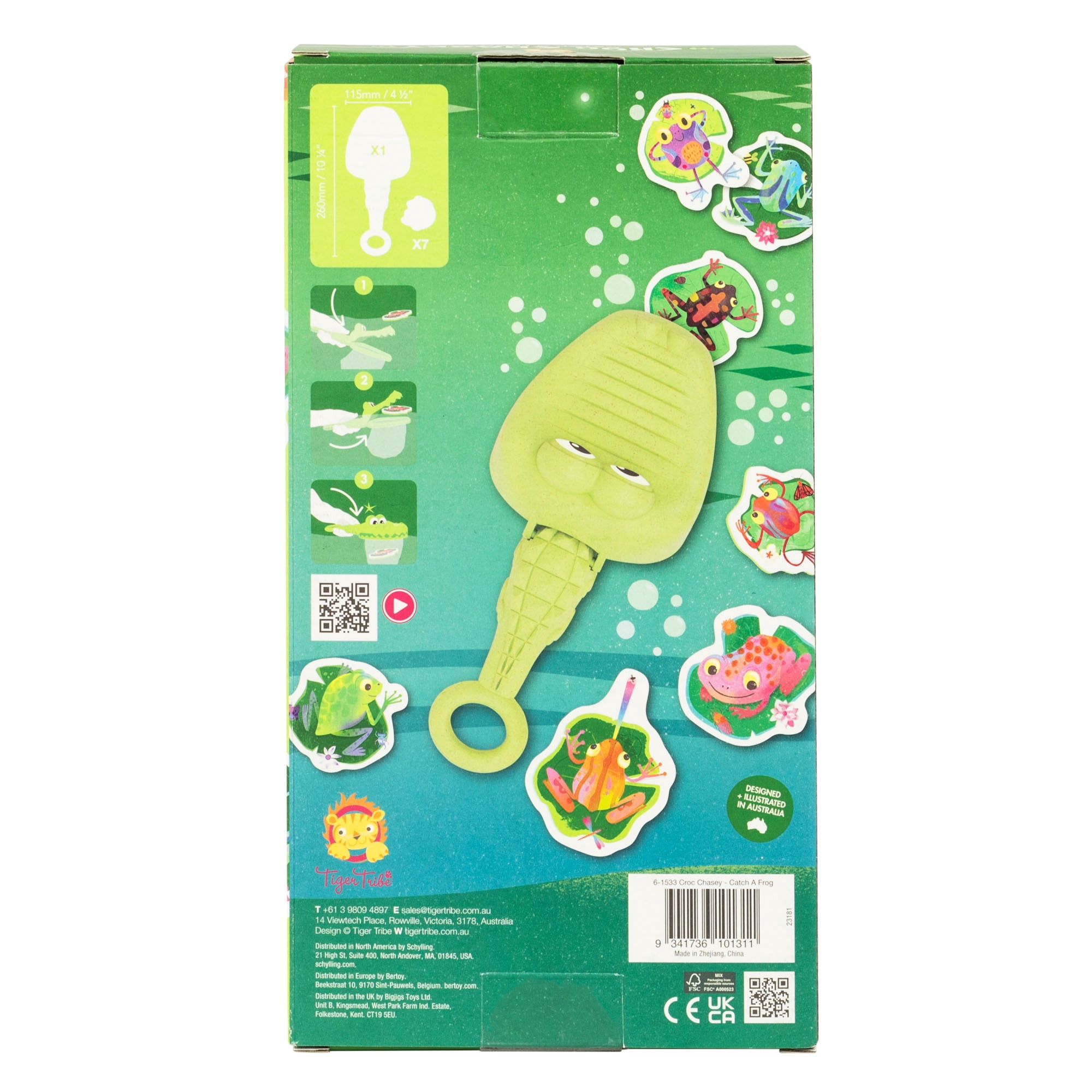 Tiger Tribe Croc Chasey ECO Bio-Plastic Fun Bath Toy for Toddlers - Catch & Scoop Frogs with Snappy Crocodile Mouth - Ages 2+