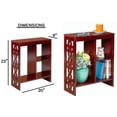 thumbnail image 2 of Wood Side Table 3 Shelves Storage Cutout Accents Slim Sofa Mahogany, 2 of 5