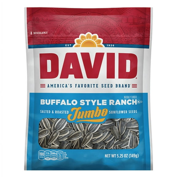 David Jumbo Buffalo Style Ranch Flavor Sunflower Seed Bags | 5.25oz | 6 Packs
