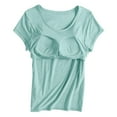 thumbnail image 5 of HCURIBAD Women's Fitted Sweatproof Undershirt Workout Tops | Cotton Scoop Neck | Original Fit | with Sweat Pads | Modal Stretch Scoop Neck T-Shirt 1PC Mint Green L, 5 of 6