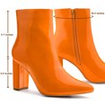 thumbnail image 3 of Unique Bargains Women's Pointed Toe Zipper Patent Leather Ankle Chunky Boots, 3 of 7
