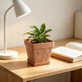 thumbnail image 4 of Yakvarog 8" Square Plastic Flower Pots with Tray, Vintage Embossed Vine Planter, Lightweight Durable Ceramic-Look Pot for Indoor Outdoor Plants, Succulents, Herbs, Home Garden Decor, 4 of 5