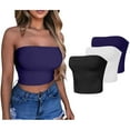 thumbnail image 6 of Lovskoo Womens 3 Pack Tube Tops Crop Tops Going Out Strapless Basic Backless Bandeau Bra Summer Outfits 2024 Y2K Clothes Black + White + Purple, 6 of 6
