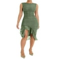 thumbnail image 1 of Women Y2K Tank Dress Sleeveless Backless Split Dress Irregular Mesh Ruffle Trim Midi Club Dress, 1 of 7