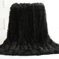 thumbnail image 1 of ANMINY Faux Fur Blanket Soft Warm Reversible Fluffy Plush Throw 63" x 51" Shaggy Blanket for Bed Sofa Couch Black, 1 of 5