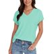 thumbnail image 4 of Tops de Manga Corta para las Mujeres Suelto Ajuste Cuello en V Manga Raglan Hendidura, Moda Blusa Sólida para el Hogar Y Diario, 4 of 8
