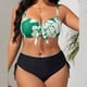 thumbnail image 1 of Trajes de baño Amzcrzy Tankini para mujer, moda para mujer, traje de baño de talla grande, traje de baño estampado con tirantes laterales, traje de baño dividido, traje de baño verde, 4XL, 1 of 8