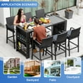thumbnail image 3 of RADIATA 7-Piece Outdoor Bar Set, Patio High Top Table and Chairs with Stools, Bar Height Wicker Furniture for Backyard, Courtyard, and Poolside,Dark Gray, 3 of 7