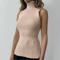 thumbnail image 2 of Sweater Vest Woman Women's High Neck Sleeveless Sweater Bottom Fitting Top, 2 of 9