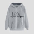 thumbnail image 4 of Dihao Hoodies for Women 2024 Fall Fashion Sweatshirt Tops Casual Long Sleeve Hooded Blouse Heart Print Pullover Drawstring Hoodie Long Sleeve Heart Print Pullovers Sweatshirt, 4 of 5