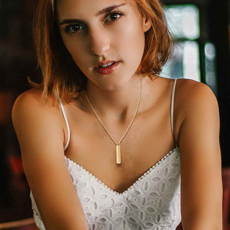 SDJMa Personalized Pillar Bar Name Necklace Wishing Pillar