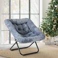 thumbnail image 5 of LIFERECORD Oversized Faux Fur Folding Chair - Plush Lounge Chair for Adults, Large Foldable Reading Chair for Bedroom, Dorm & Living Room, Gray, 5 of 7