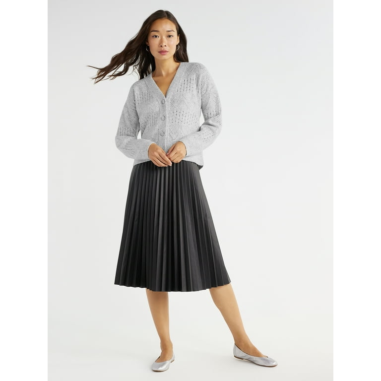 Black Vegan Leather Pleated Skirt – Shop Blu Icon