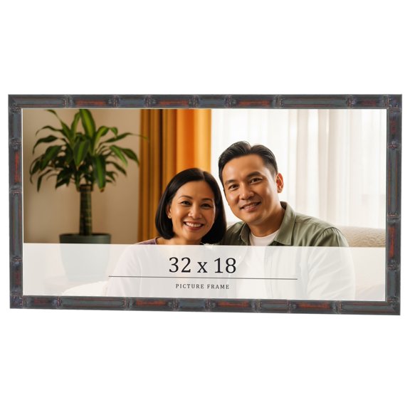 32x18 Frame Brown Bamboo with Dark Coffee/Walnut Finish | Solid Wood Picture Frame Width 0.75