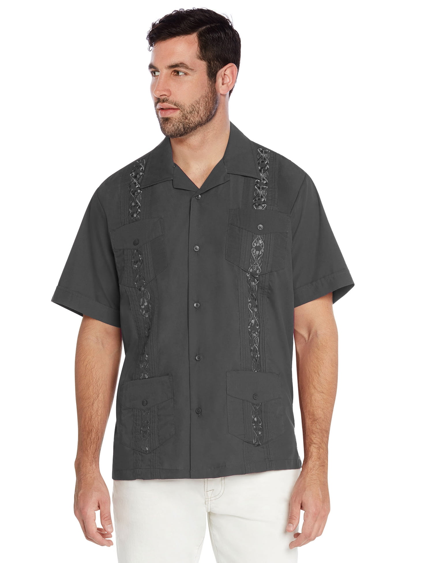 VKWEAR vkwear Men's Guayabera Cuban Beach Wedding Casual Short Sleeve