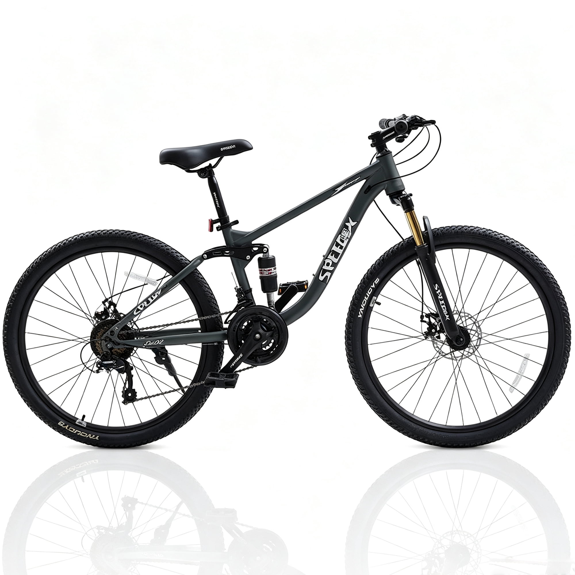 Mountain Bike for Kids, Lukstr 24 Inch Kids Bike for Boys Ages 8+, MTB Bicycles 21-Speed, Disc Brakes, Lockable Suspension, 2.125" Tires