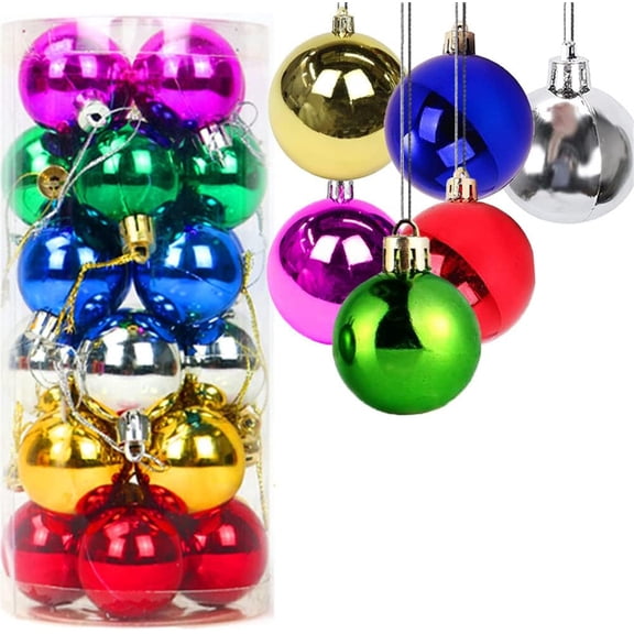 Happon 24 Pack Christmas Balls Ornaments,Christmas Ball Baubles for Xmas Tree Decoration,Mini Shatterproof Christmas Ball for Holiday Wedding Party Decorations 1.57 Inch (Multicolor)