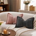 thumbnail image 3 of Bow Throw Pillow Decorative, Soft Chenille Cushion for Couch Bed Sofa, Cute Navy Blue Accent Pillow for Living Room Bedroom Home Decor, Plush Textured Fabric, 3 of 5