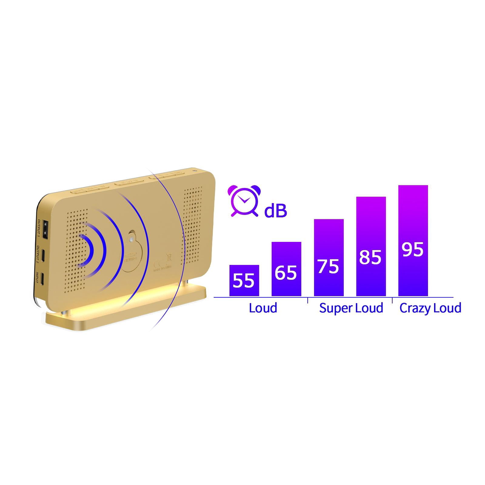 deevoka LED Digital Alarm Clock Bedroom Electronic Desk Clock RGB Color Modes Mirror Display for Home Living Room Tabletop Decoration Gold