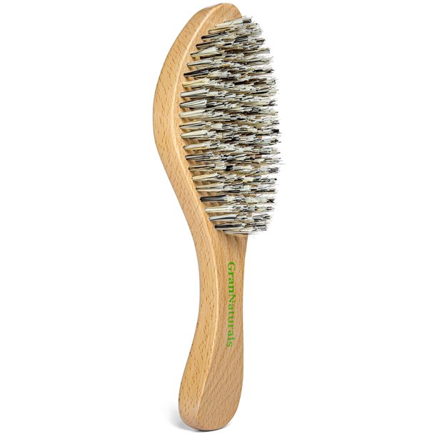 GranNaturals Cepillo ondulado extra duro - Cepillo de pelo curvo con cerdas de jabalí y nailon extra duro para 360 ondas