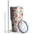 thumbnail image 2 of 30oz Fall Pumpkins Leaves Pattern Tumblers Stainless Steel Tumbler with Lid and Straw,Vacuum Insulated Double Wall Travel Tumbler Cups Mug with Cleaning Brush for Coffee,Tea, 2 of 7