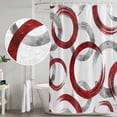thumbnail image 4 of Polyester Fabric Red Grey Shower Curtain, Geometric Circle Modern Abstract Simple Art Waterproof Bathtub Curtain Bathroom Decor Set with Hooks 36 x 78 Inches, 4 of 6