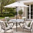 thumbnail image 2 of Round Outdoor Tablecloth with Umbrella Hole and Zipper, Gray Palm Leaf Tablecloth with Elastic Waterproof, Tropical Botanical Leaves Minimalist Patio Table Covers for 36" - 44" Picnic Pool Tables, 2 of 9