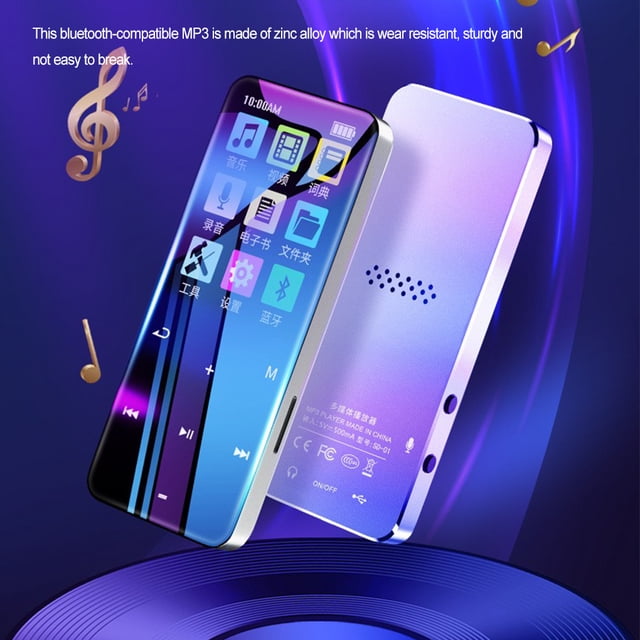 Bluetooth-compatible MP3 MP4 HD Display Zinc Alloy Radio Player Stereo Sound Touch Control Music Indoor Dormitory Outdoor Pink 16GB