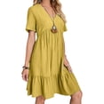 thumbnail image 1 of Vestido de verano Gchanao para mujer, casual, holgado, cuello en V, amarillo, 1 of 3