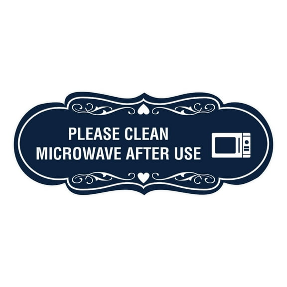 Signs ByLITA Designer Please Clean Microwave After Use Sign (Navy Blue / White) - Large