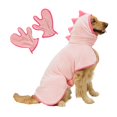 thumbnail image 1 of Juego de toallas para perros Pawyee, bata grande de microfibra con forma de dinosaurio rosa, 1 of 6