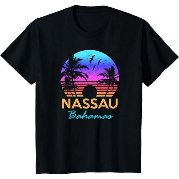 NASSAU Bahamas beach trip souvenir sunset vintage graphic T-shirt