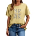 thumbnail image 3 of Pisexur Hauts pour Femmes, Hauts d'Été pour Femmes, Hauts pour Dames, Nouveau Pull à Manches Courtes Col Rond Décontracté Imprimé Khaki,S, 3 of 5