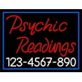 thumbnail image 1 of Red Psychic Readings With White Phone Number LED Neon Sign 15" Tall x 19" Wide - inches Black Square Cut Acrylic Backing, with Dimmer - Bright and Premium built indoor LED Neon Sign for Storefront., 1 of 7