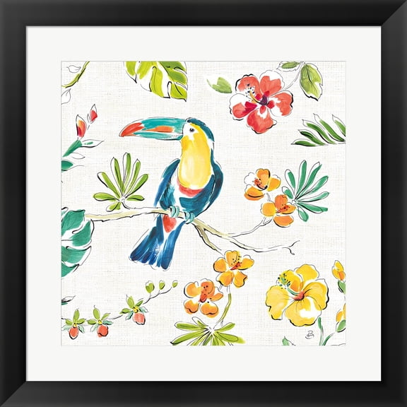 Tropical Oasis V White by Daphne Brissonnet, Framed Wall Art, 19.5W x 19.5H