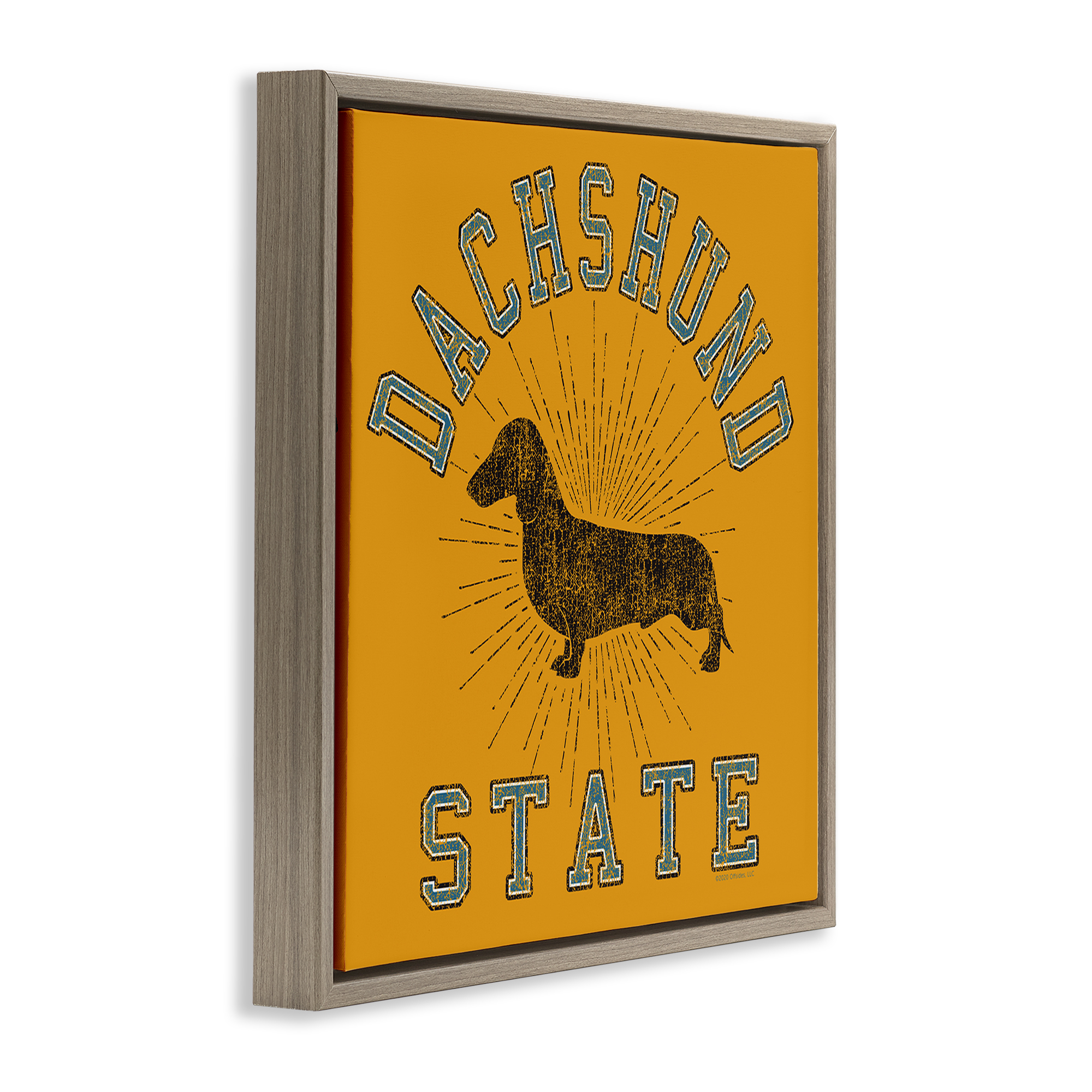 Stupell Industries Vintage Dachshund State Novelty & Humor Painting Brown Floater Framed Canvas Art Print Wall Art, 25 x 25