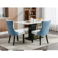 thumbnail image 4 of ODUSE-DAILY Dining Chairs Set of 4, Kitchen & Dining Room Chairs, Nailheads Tufted Chair, Sillas De Comedor, White PU & Blue Velvet Upholstered, Wood Legs (Two-Tone, 4 Pcs), 4 of 12